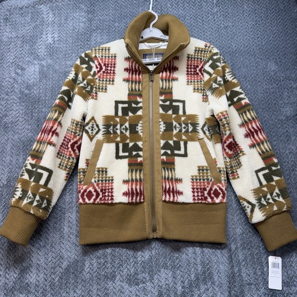 Pendleton Jackets & Blazers - Pendleton Women's Large Chief Joseph Ivory Foxglove Fleece Bomber Jacket